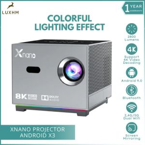 Proyektor XNANO X3 Mirorring 4K Wifi Android 9.0 Bluetooth 2800 Lumens - Projektor android