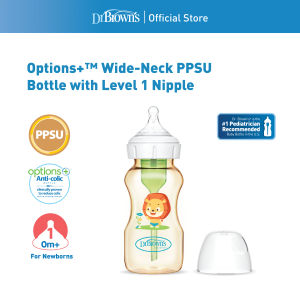 Dr. Brown’s™ Anti-Colic Options+™ Wide-Neck PPSU Baby Milk Bottle with Level 1 Teat (Lion Design)