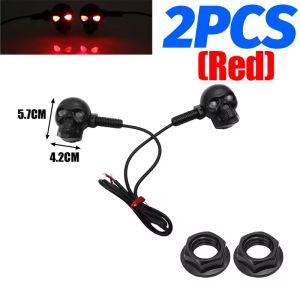 2PCS Dual Color LED Skull Shape Waterproof Fog Light Auxiliary Headlights for ATV Scooter Motorcycle Driving Racer Spotlight