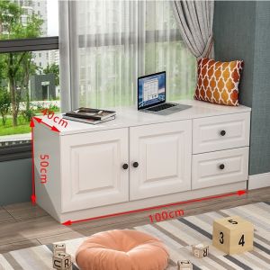 [Cozy ]Multi-Function Window Cabinet High-Capacity Balcony Cabinet Floor Standing Bay Window Cabinet