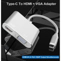 USB Type C To HDMI VGA Adapter Hub 4 in 1 USB3.0 PD Charging Multi 1080P VGA Splitter Converter for MacBook Pro/iPad, HUAWEI Mate 20/30/40 Pro, Samsung Galaxy S22/S8/S9/Note 8 , HDMI Video Adapter Converter. 