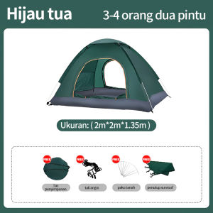 【COD】Tenda Camping 2-3 Orang Otomatis Lipat Portable Waterproof Anti Air Indoor Tenda Gunung