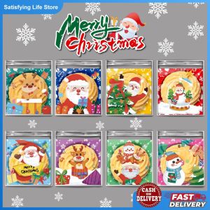 100pcs Christmas Candy Bag Party Cookie Plastic Packaging Pouch Self Adhesive Bag 10x10cm