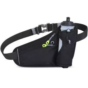 Waterproof Waist Pack with Water Bottle Holder Adjustable Fanny Pack for Running Hiking Cycling Reflective Safety Belt for Phone Wallet Sports Outdoor Gift for Men Women