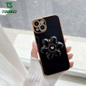 For VIVO V11 Pro/V11i/V21E/V20 SE/V20 Pro/V21/V17/V19/V15 Pro/V23E/V23 Pro/X60/X70 Pro/X80 Pro/X50 Pro/X50 Luxury 3D Flower Petals Holder Stand Plating Phone Case HP Soft TPU Back Cover