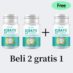 EELHOE 5 Hari Bubuk pemutih gigi Penghilang karang gigi Pemutih gigi kuning Penghilang plak gigi 50g