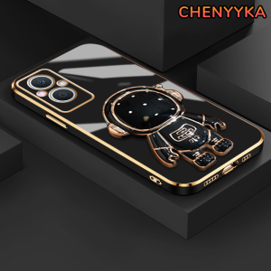 CHENYYKA Casing Ponsel untuk OPPO Reno 7z 5G A96 Reno7 Lite F21 Pro F21s Pro 5G Reno 8 Lite Reno 8Z Case pola astronot indah Casing HP pelapisan permukaan batas baru Gel silika Softcase wadah Phone Stands lensa kamera Kesing