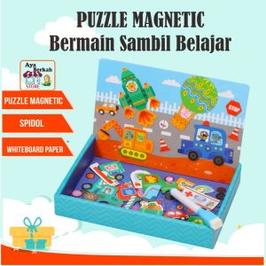 Ayabarokah Puzzle Magnet mainan edukasi anak laki laki cowok perempuan model mobil mobilan traffic light