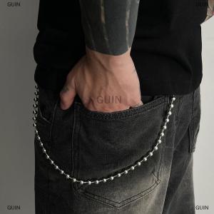 🎈🎀【Low price】GUIN Punk Personalized Jeans Pants Chain For Men Minimalist Vintage Hip Hop Waist Chain Simple Round Beads Adjustable Waist Chain