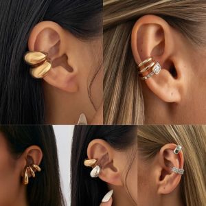 XIJIBAN 1Pc  loại Kẹp tai rỗng Vàng Đa lớp Kẹp xương tai  Khuyên tai giả Bông tai dạng vòng đeo tai Phụ Kiện Nữ
