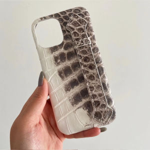 Natural Crocodile Skin Case Finger Handle For iPhone 12 13 14 15 16 17 18 Pro Max Air Plus Real Genuine Alligator Leather Cover