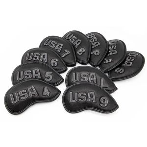 Golf Club Iron Cover Headcover USA with Red/White stitch Golf Iron Head Covers Golf Club Iron Headovers Wedges Covers 10pcs/set