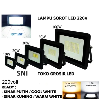 COD Lampu Sorot LED Murni 10W 20W 30w 50w 100w 150w 200w Outdoor Tembak slim
