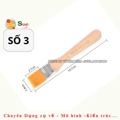 Cọ Panh Xô Cán Gỗ Lông Vàng Nhiều Size - Cọ vẽ bản lớn Cọ vuông bản rộng Acrylic Gouache tô tượng ... [ Tâm Tâm - Sugi Art ]