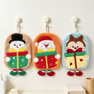 FLYING Quick-drying Christmas Hand Towels Water Absorption Coral Fleece Santa Claus Hand Towel Cute Cleaning Cleaning Dishcloths Kitchen Bathroom