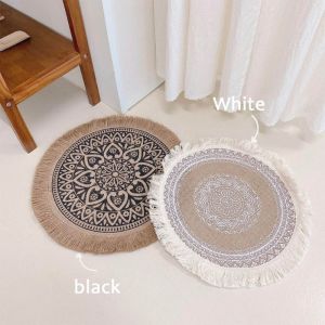 Nordic Table Mat Retro Woven Platemat with Tassel Heat Insulation Coasters Decoration Ins Style Coffee Cup Mats Tableware