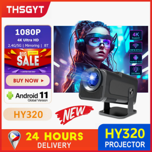 【🔥Buy 2 Get 20% OFF】HY320 Projector Mini Portable 4K Android 11.0 OS Native 1080P 10000 Lumens with WiFi 6 and Bluetooth 180° Rotation Wireless Projector for Phone and Laptop