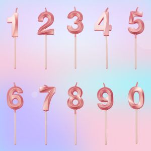 2025 Birthday Candles for Cakes Gold Number Candle 0-9 Birthday Party golden Smokeless Candle Cake Topper