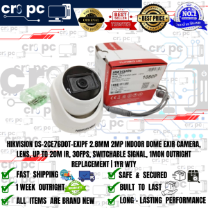 HIKVISION DS-2CE76D0T-EXIPF 2.8MM 2MP INDOOR DOME EXIR CAMERA LENS UP TO 20M IR 30FPS SWITCHABLE SIGNAL