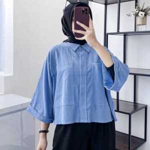 Blouse Kemeja Kantong Pocket