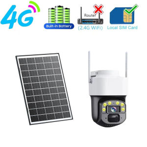 YOOSEE T1 Cctv Camera with 4G 4MP Sim Card Solar CCTV Camera Outdoor Wireless Cctv 360 Panorama 1080P Ultra HD Infrared Night Vision Monitor Low Power WIFI PIR IP Security Camera Waterproof PTZ Outdoor cctv camera connect cellphone