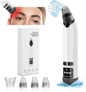 Electric Blackhead Remover Pore Vacuum Cleaner Comedone Acne Pimple Extractor Tool 3 Adjustable Suction Levels 4 Replaceable Suction Heads USB Rechargeable