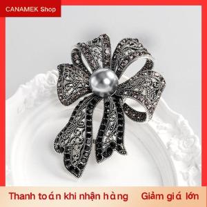 CS Cổ điển Rhinestone ngọc trai Bowknot trâm cài cho phụ nữ quần áo áo trang sức Đảng accessries Quà Tặng