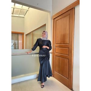VANYA Dress Silk Outfit Pesta Kondangan Bridesmaid Wisuda Baju Muslim Lebaran Satin velvet Seragam nikahan Polos