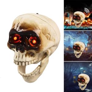 Chuyển động kích hoạt nói Bộ xương trang trí với Led mắt Halloween Trang trí nội thất sọ trang trí cho các bên chủ đề
