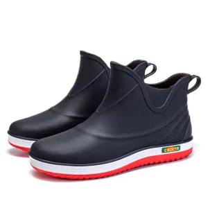 【Daily Suki Store】Mens Waterproof Short Rain Boots | Thick Non-Slip Rubber Water Shoes Lightweight breathable Rain Shoes | for Fishing Work BootsOutdoor Hiking