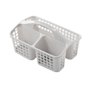 WENTIVV 3 Compartments Shower Basket Hollow Out Plastic Storage Basket Multifunctional with Handle Toiletries Organizer Box for College Dorm