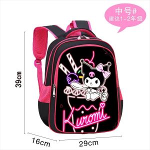 SEA AMILA   BAOLONGXIN Childrens backpack Cartoon Cute Kuromi Melody Lightweight and large capacity Waterproof and wear-resistant Protecting childrens spine Girls backpack Elementary school backpack