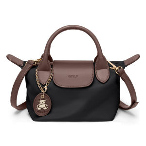 GOLF QUALITY Casual Versatile Womens Crossbody Bag Handbag Fashionable Single Shoulder Bag New Style Small Handbag Mini Nylon Tote Bag Apricot Black