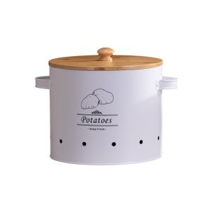 FOUNDTWO Thép carbon Hũ đựng khoai tây hành tỏi Lỗ thông gió có nắp Người giữ tỏi Hộp đựng rau củ Hình trụ Thùng đựng tỏi Phòng đựng thức ăn