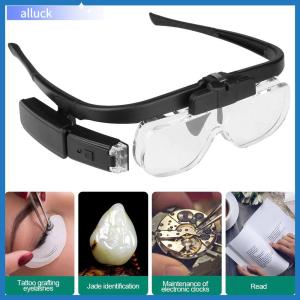 ALLUCK With LED Reading Glasses Magnifier 1.5X 2.0X 2.5X 3.5X 4.5X USB Rechargeable Magnifying Glasses Portable HD Illuminated Magnifier For Reading Reparing