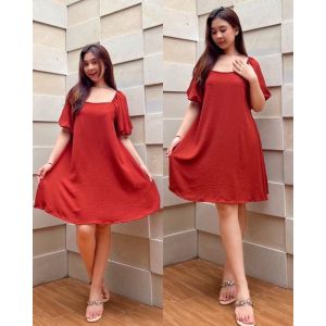 Nasara Daily Dress Pendek Polos Crinkle Airflow Deadora Tunik Kekinian Midi Dress terbaru