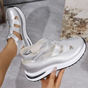 [Free Shipping] Breathable Outdoor WomenS Shoes 2026 Summer New Collection Fashionable Simple Lightweight With Velcro Closure Round Toe And Height-Enhancing Design Versatile For Various Outfits
