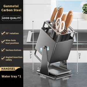 MARBLEX Thép không gỉ Giá đỡ đồ dùng nhà bếp 30 ° Xoay 9 Khe Cắm Kệ để đồ trên bàn Chất lượng cao Đa chức năng Giá để đồ