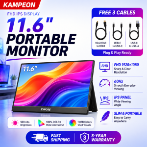 KAMPEON 11.6 inches Portable Monitor for Laptop 1080P FHD Monitor Extension Screen Monitor with TapeC HDMI Connection