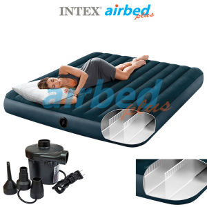 Intex ส่งฟรี ที่นอนเป่าลม ดูรา-บีม 6 ฟูต รุ่น 68755 + ที่นอน 2.5 ฟูต รุ่น 64731 + หมอนเป่าลม 2 ใบ รูนิน 68676 (ชลือสี) + ที่สูบลมไฟฟ้า