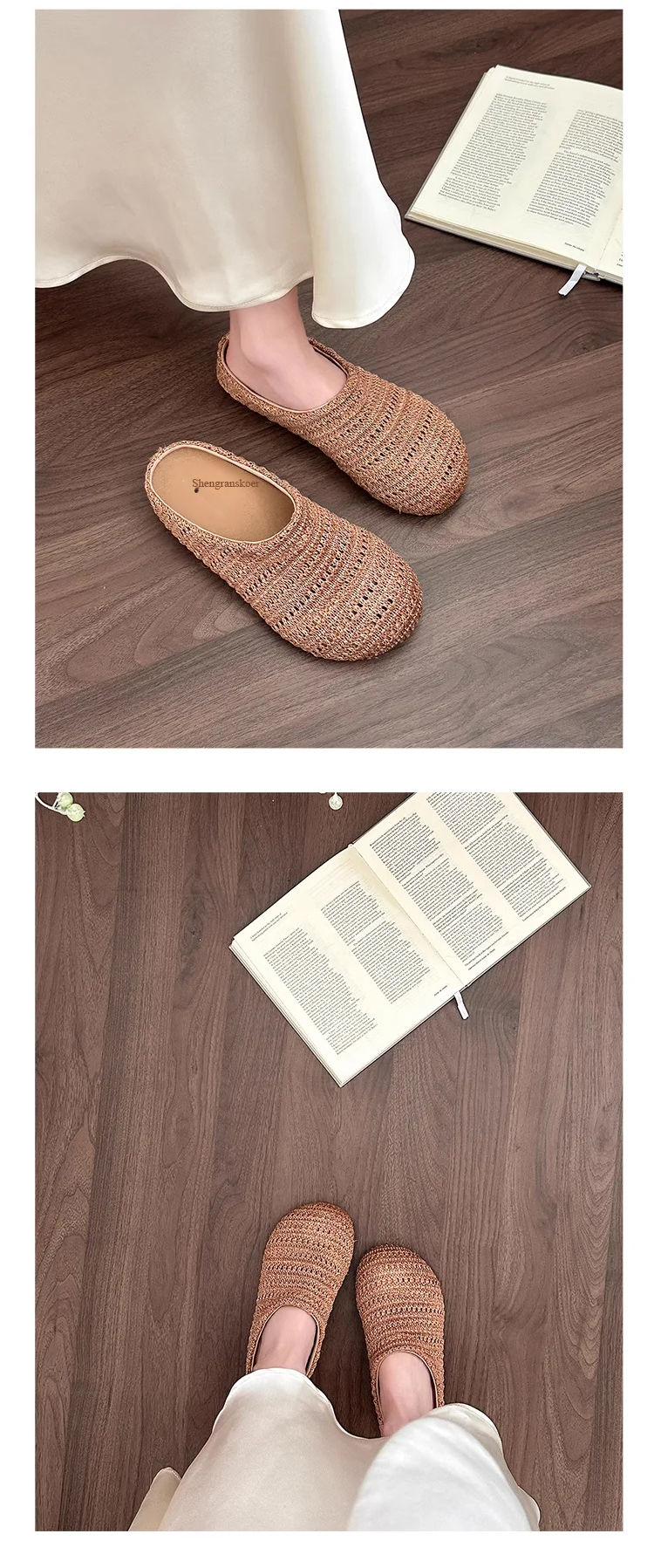 【Breathable Hollow】French Closed-Toe Mesh Bun Half-slip Sandals For ...