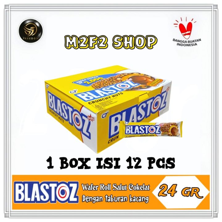 Tango Wafer Roll Blastoz Crunchy Nuts | Krim Cokelat Taburan Kacang - 24 gr (Kemasan 1 Box)