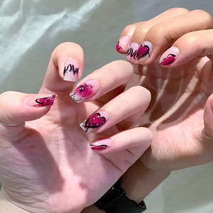 MIISOO Kuku palsu Dan Lem Fake Nail Art 3d Free Lem Kuku Palsu Tahan Air Nail Art Fashion