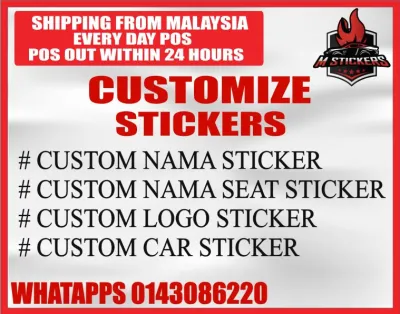 CUSTOM CAR STICKER CUSTOMIZE STICKER CAR STICKER KERETA NAMA LOGO NAMA SEA