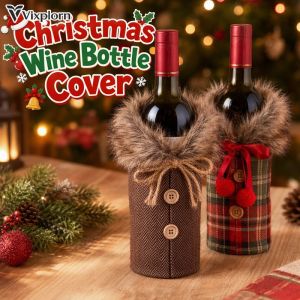 Christmas Wine Bottle Cover Cloth Merry Xmas Home Decor Ornaments Navidad Noel Natal New Year Gift