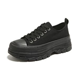 Cani "Free Box" (Size 36 - 41) Sohee Sepatu Kanvas Wanita Terkini Korea Fashion Sepatu Sekolah Fullblack 9244