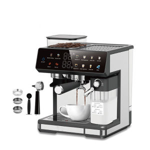 Máy pha cà phê tự động chuẩn châu Âu áp suất cao có hơi nước đánh sữa xay hạt và pha Espresso
