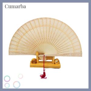 [Cumarba] Fashion Wedding Hand Fragrant Party Carved Bamboo Folding Fan Chinese Wooden Fan Vintage Hollow Antiquity Folding Fan Home Decor