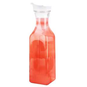 1L Plastic Water Pitcher With Hinged Lid Square Base Juice Containers Bar Supplies Pitcher For Drinks Tea Milk