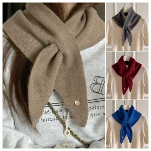 VOIDFARE Triangular Triangle Scarf Solid Color Bohemian Knitted Small Shawl Elegant Korean Turban Women